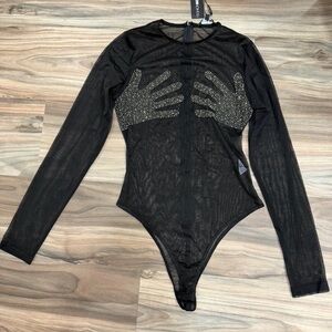 Fashion Nova Black Mesh Bodysuit
